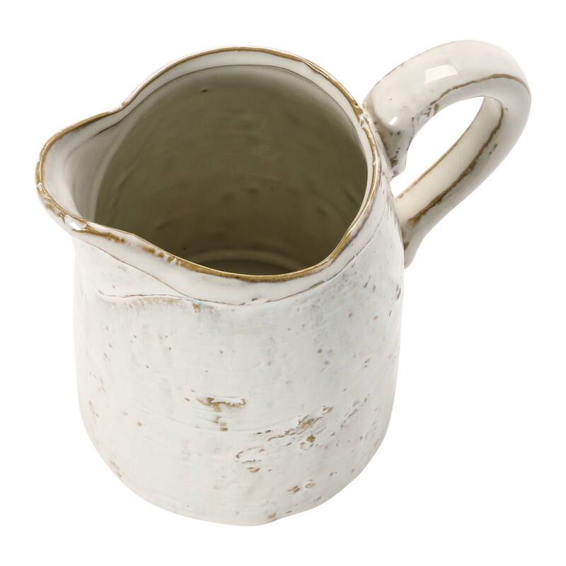 28 oz. Stoneware Pitcher, Reactive Glaze, White (Each One Will Vary)