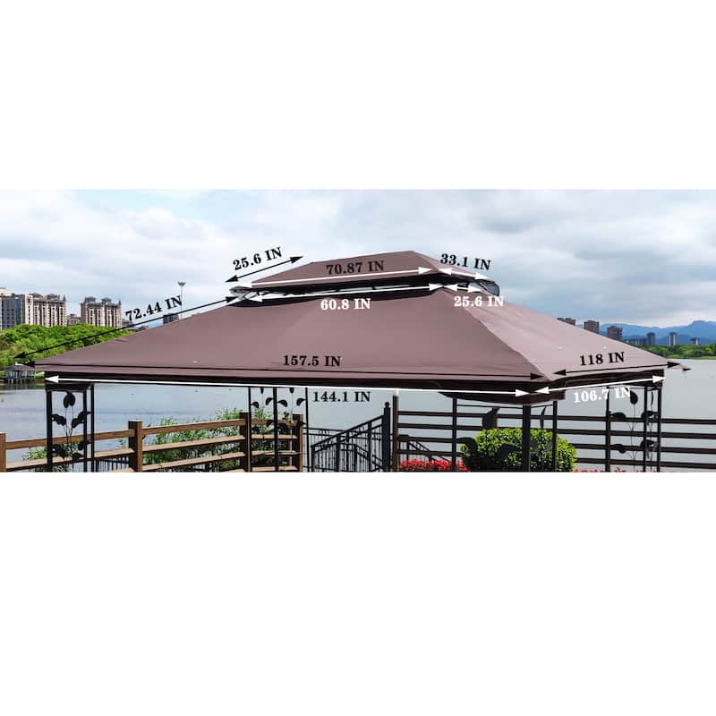 13 10 Ft Patio Double Roof Gazebo Replacement Canopy Top Fabric