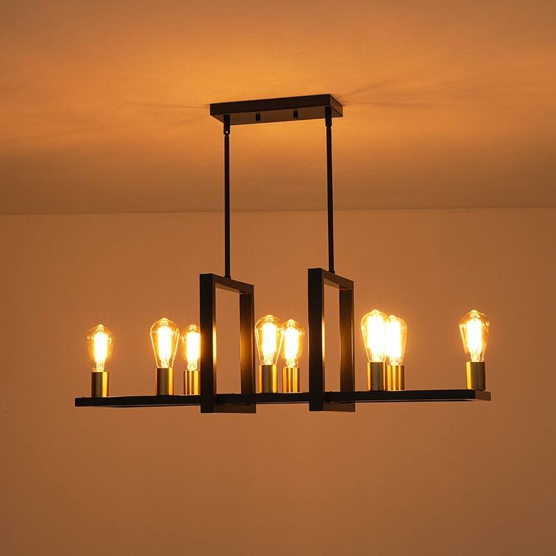 Modern Farmhouse 8-Light Square Frame Kitchen Island Chandelier - 35.8in