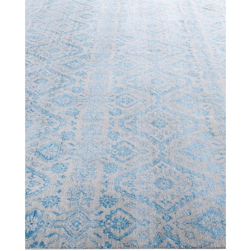Ikat One-of-a-Kind Hand-Knotted Area Rug, Gray - 9' 0" x 10' 2"