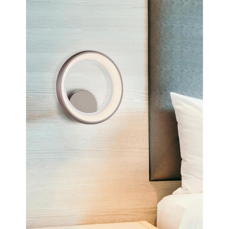 Justice Design Group Sway ADA 12" LED Ring Wall Sconce - Opal Acrylic - Light Bronze Finish