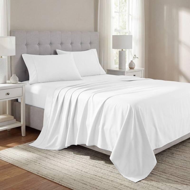 Superior Solid 1000-Thread Count Cotton Blend Deep Pocket Sheet Set - King - White