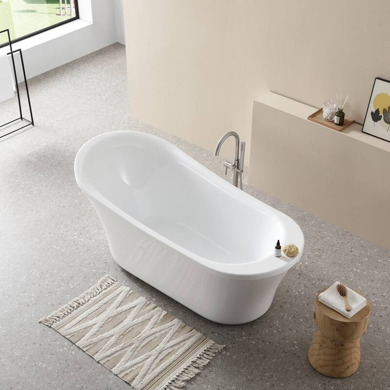Ove Decors Rachel Freestanding 70 in Bathtub with Athena Faucet