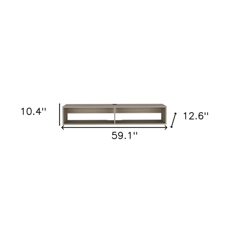 Modern TV Console Wall Mounted 59" Floating Media Stand with Shelves and Cable Management - 10.4”H x 59.1”W x 12.6”D