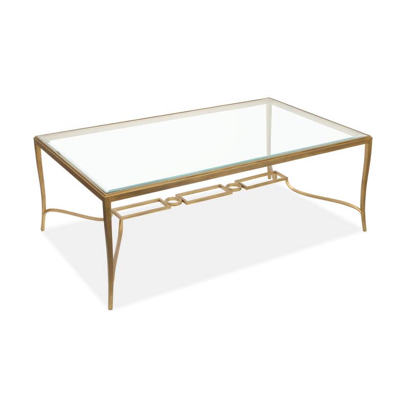 Magnussen Home Lorena Burnished Brass Rectangular Cocktail Table - 50''W x 30''D x 18''H