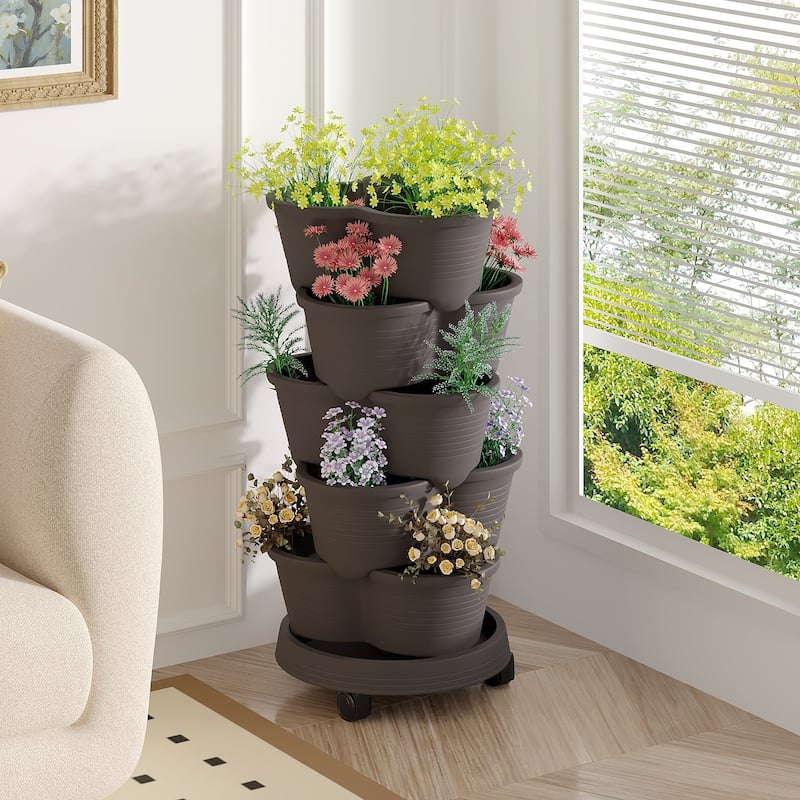 Vertical Strawberry Planter, 5 Tier Hanging Vertical Gardening Planter, Stackable Garden Tower Pot for Strawberries, Flowers