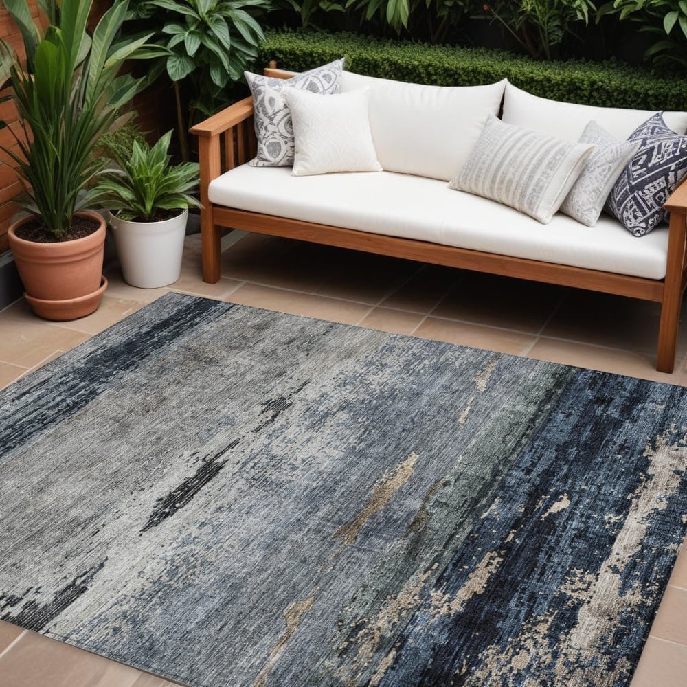 HomeRoots Abstract Transitional Rectangle Outdoor Rug