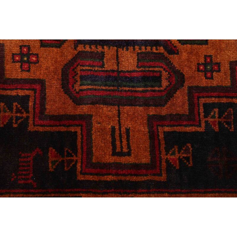 ECARPETGALLERY Hand-knotted Teimani Black, Burnt Orange Wool Rug - 3'8 x 6'1