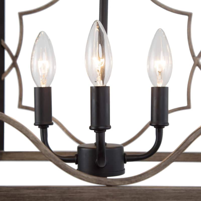 Farmhouse 4-Light Lantern Chandelier for Dining Room Kitchen Island - L14.5" x W14.5" x H 20.5"
