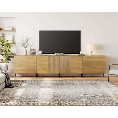 Modern Reeded Dresser TV Stand For Tvs Up To 120 Inch, Entertainment Center With Drawers