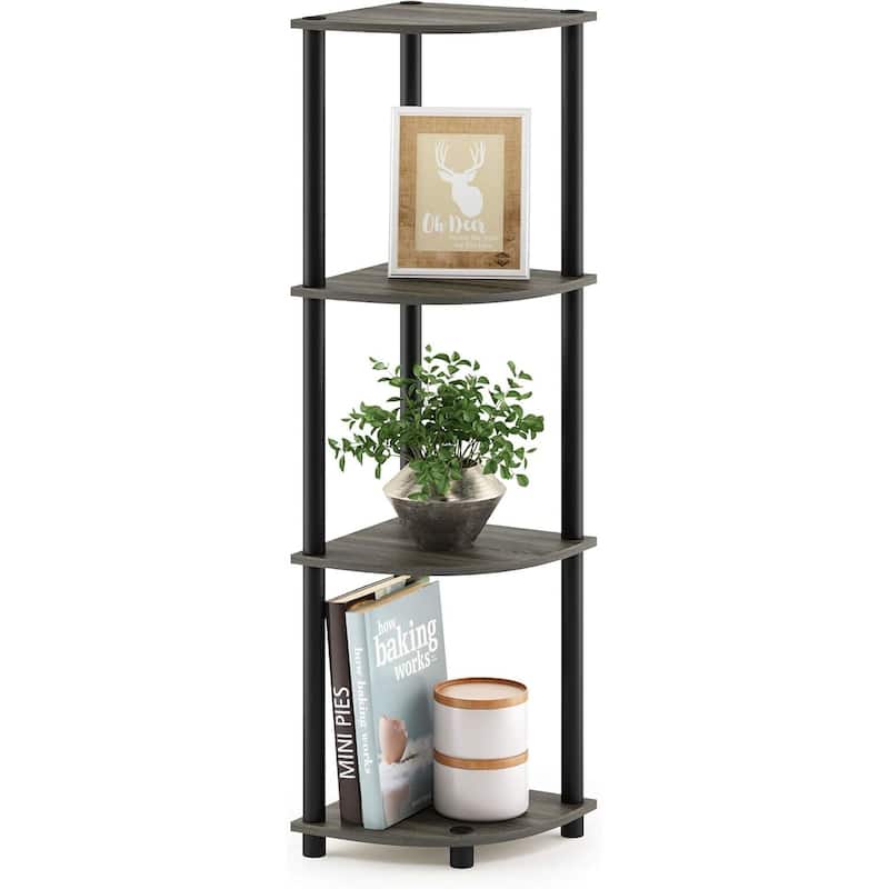 4 Tiers Wood Household Shelving Unit in French Oak/Black (11.6 in. W x 43.5 in. H x 11.6 in. D)
