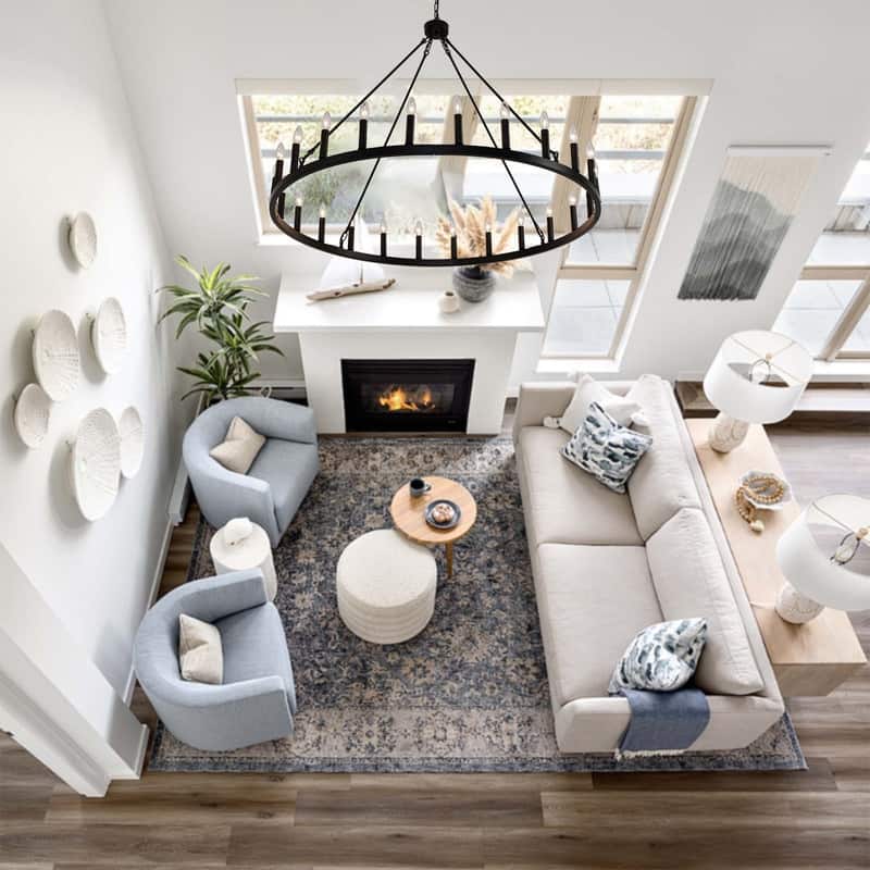 24 Lights Modern Farmhouse 48 In Round Wagon Wheel Chandelier - 48*48*33.86in