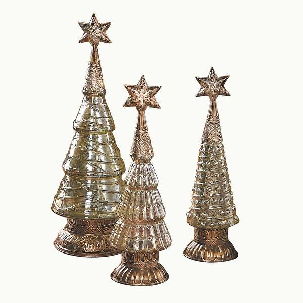 Shop Art Artifact Luster Glass Trees Set Of 3 Christmas Tree