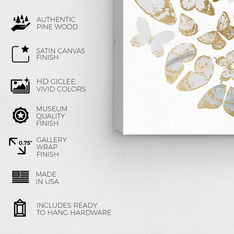 Wynwood Studio Canvas Animals Kaleidoscope Butterfly Mandala Gold and Metallic Gold Modern & Contemporary Wall Art Canvas Print