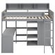 preview thumbnail 6 of 24, Wood Twin Size Loft Kids Bed Frame with Multiple Storage Shelves, Wardrobe, and Built-in Desk, Safety Guaranteed, Grey