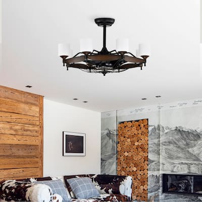 Classic Ceiling Fan Light with Lighting and 6 Speed Settings, Reversible DC Motor for Bedroom and Living Room