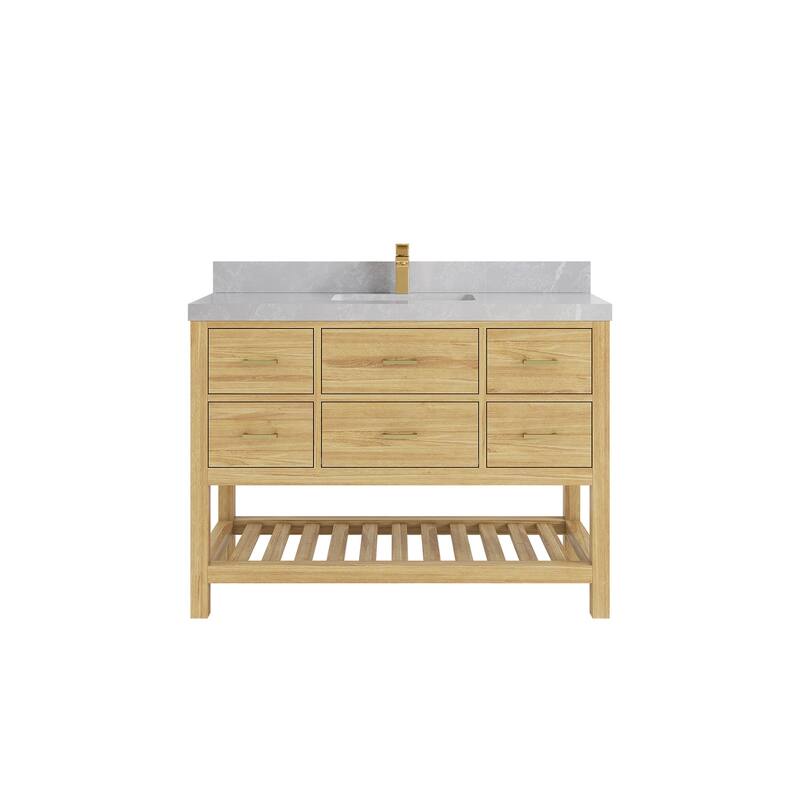 Willow Collections 48 in. W x 22 in. D Parker Solid Teak Single Sink Bathroom Vanity with Countertop