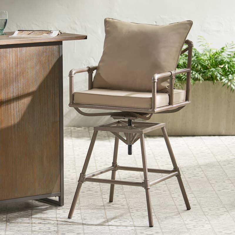 Ostweer Furniture Set of 2 Outdoor Patio Adjustable Swivel Bar Stool - Copper