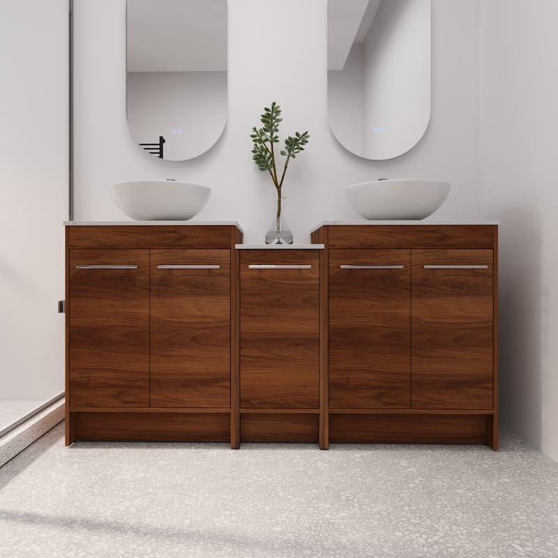 BNK 24/36/48/60 Inch Bathroom Vanity with Sink, Freestanding Bathroom Vanity with Soft Close Doors and Adjustable Shelf - 60''×18'' - BRE321