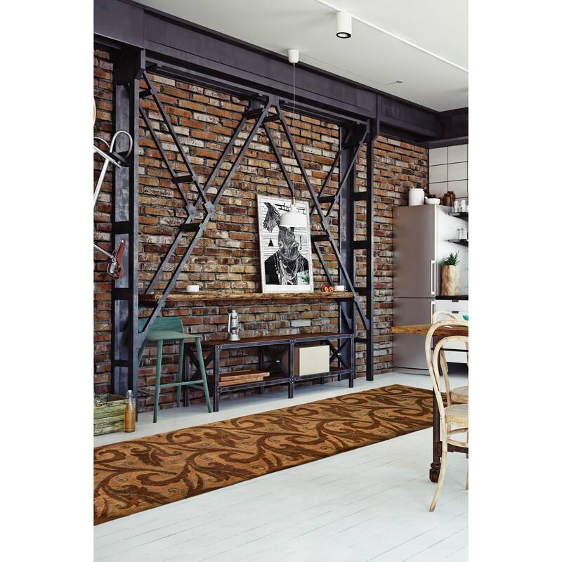 ECARPETGALLERY Hand-knotted Opulence Tan Wool Rug - 2'5 x 9'1