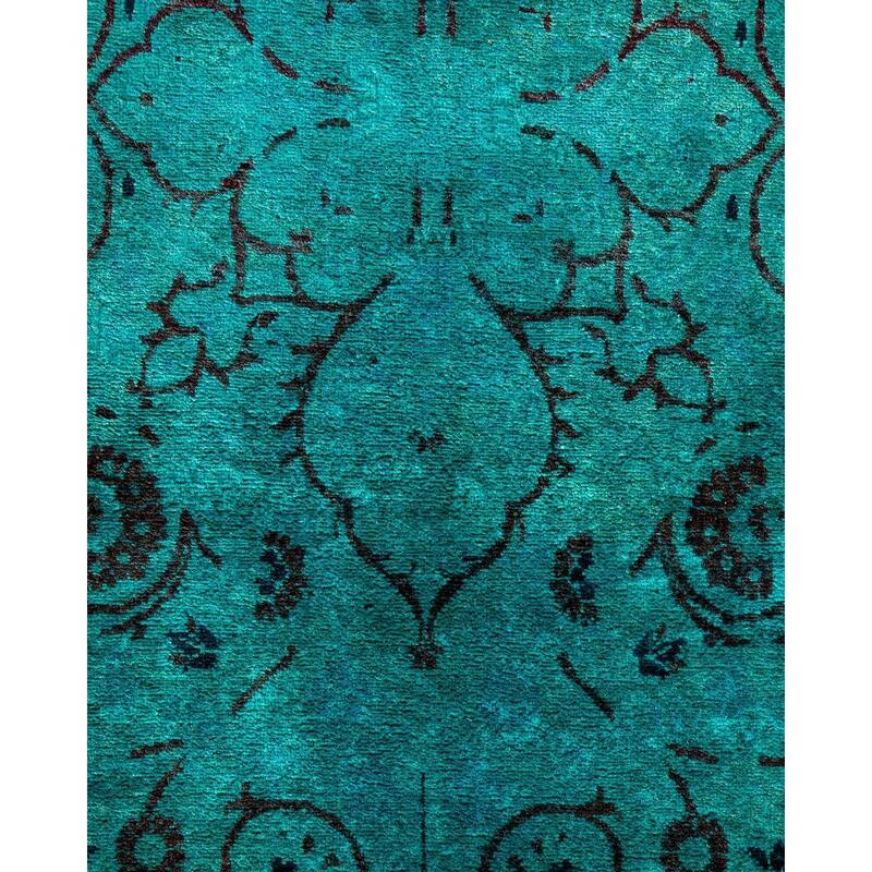 Overton Hand Knotted Wool Vintage Inspired Modern Contemporary Overdyed Blue Area Rug - 3' 1" x 5' 4"