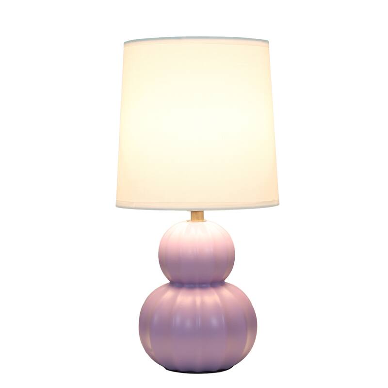 Double Gourd Ceramic Table Lamp with Fabric Shade - 6 x 6 x 13 in. (L x W x H)