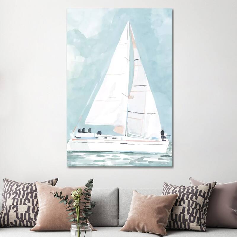 iCanvas "Soft Sailboat I" by Emma Scarvey Canvas Print