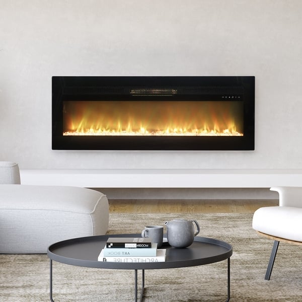 50 In UltraThin WallMounted Electric Fireplace Heater Bed Bath