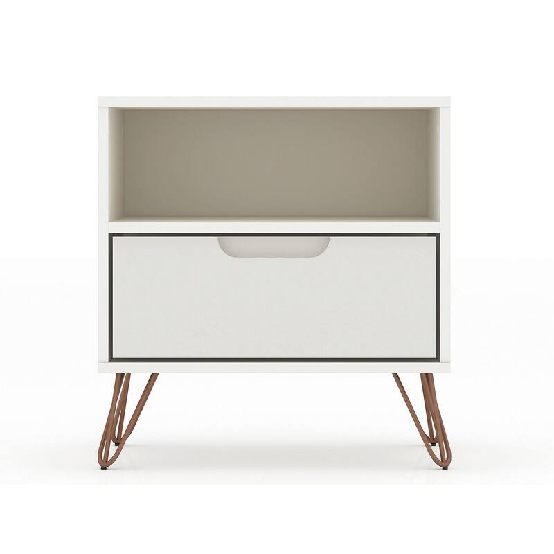 Manhattan Comfort Rockefeller 1-Drawer Nightstand (Set of 2)