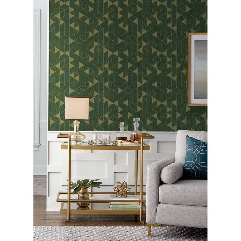 Scott Living Fairbank Evergreen Linen Geometric Wallpaper