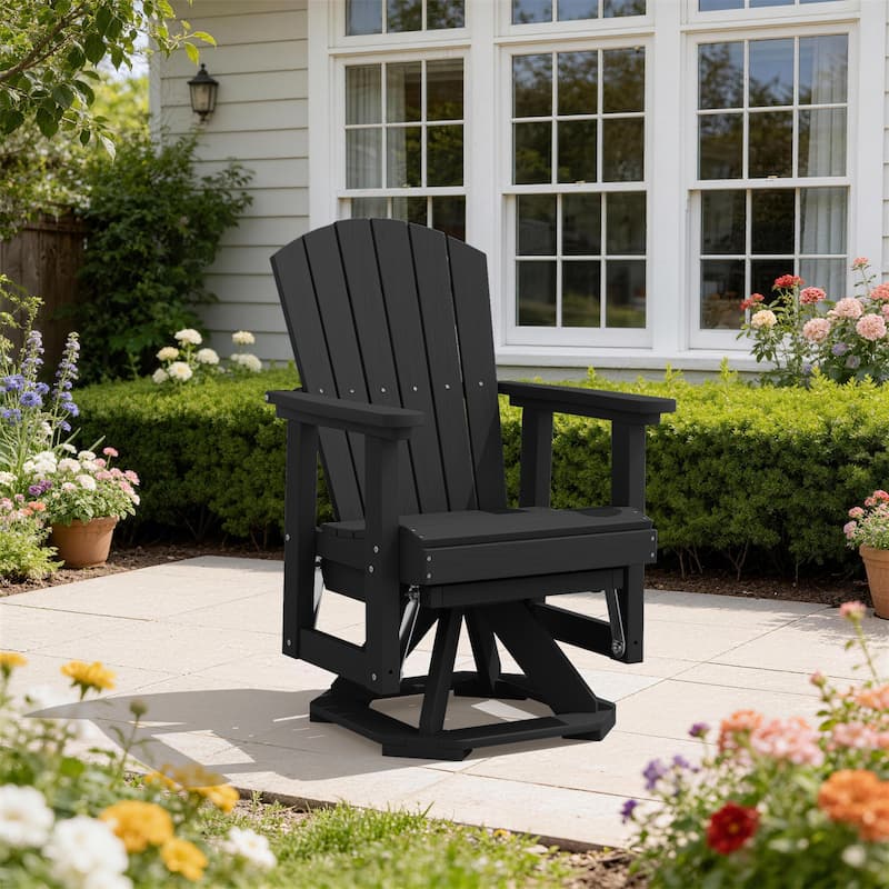Set of 2 HDPE Adirondack Swivel Gliders, Outdoor Patio Chair Set