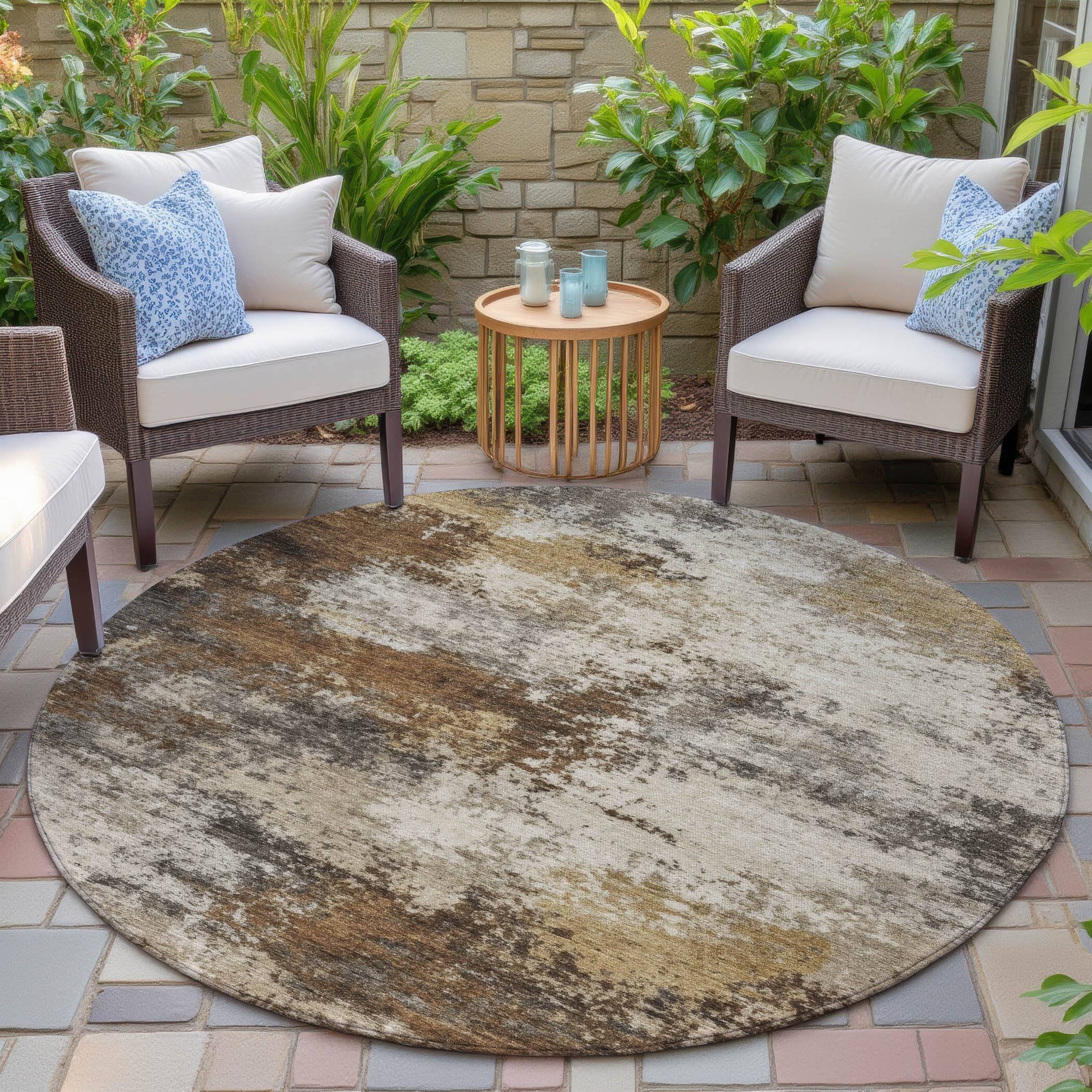 Machine Washable Indoor/Outdoor Modern Elements Chantille Rug