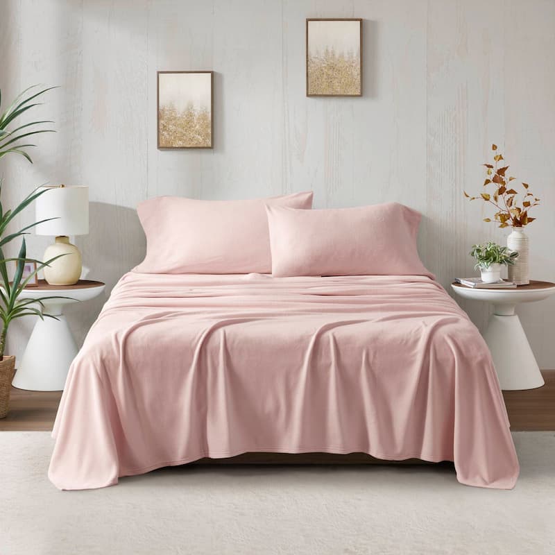 Madison Park Micro Fleece Bed Sheet Set - Twin XL - Blush