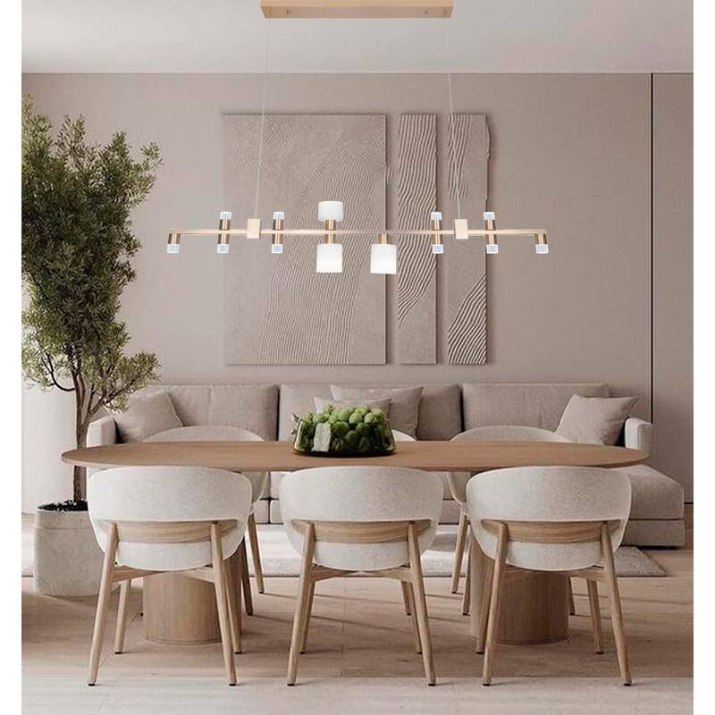 13-Light Brass LED Chandelier With Glass Shades