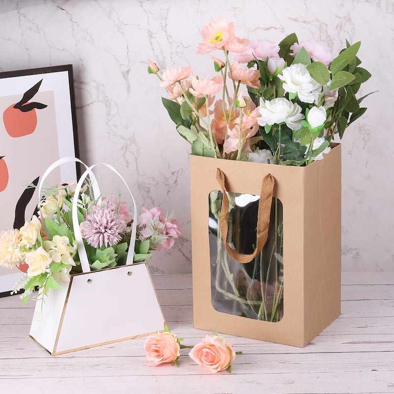 Gift Bags, 8 Pack Christmas Bouquet Wrapping Bags Boxes with Handles