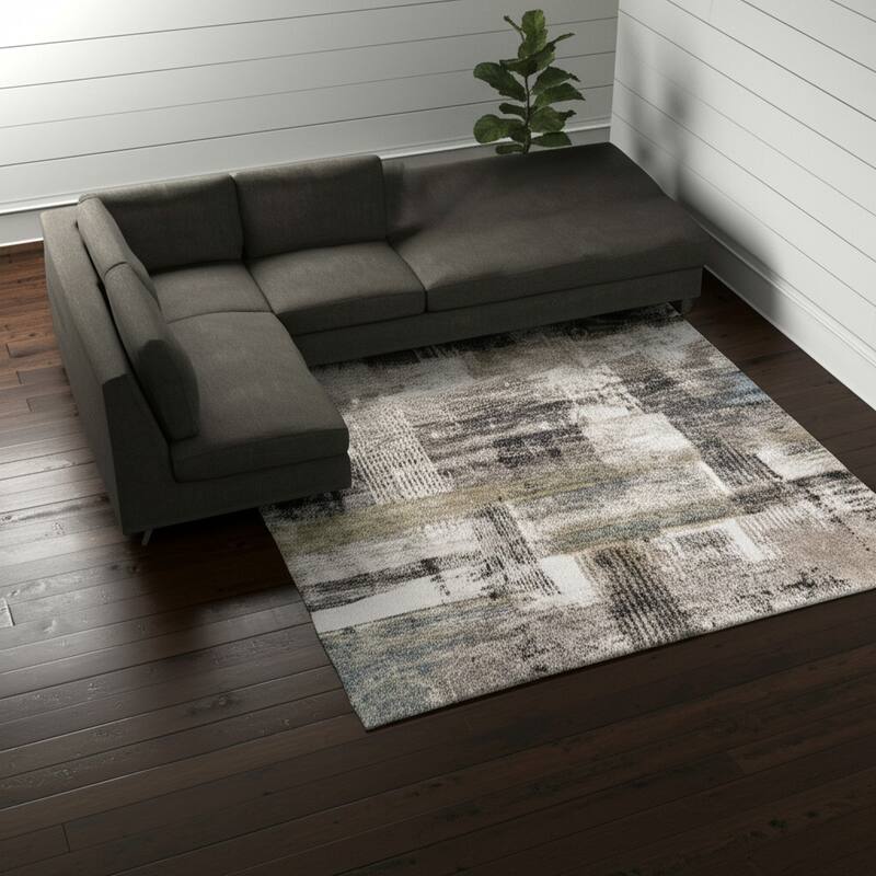 HomeRoots Abstract Industrial Rectangle Area Rug - 180.00 in. x 144.00 in.  x 1.00 in.