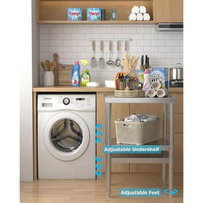 Heavy Duty Stainless Steel Work Table, with Adjustable Undershelf