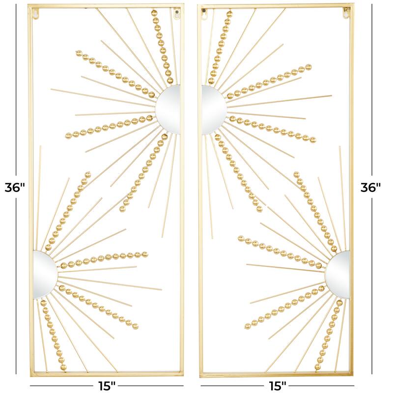 CosmoLiving by Cosmopolitan Gold Metal Half Moon Mirror Geometric Wall Decor with Gold Frame (Set of 2)