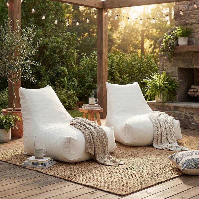 Christopher Knight Home - Lila Outdoor Patio Ergonomic Upholstered Bean Bag Chair with Shredded Foam Filled & Removable Cover