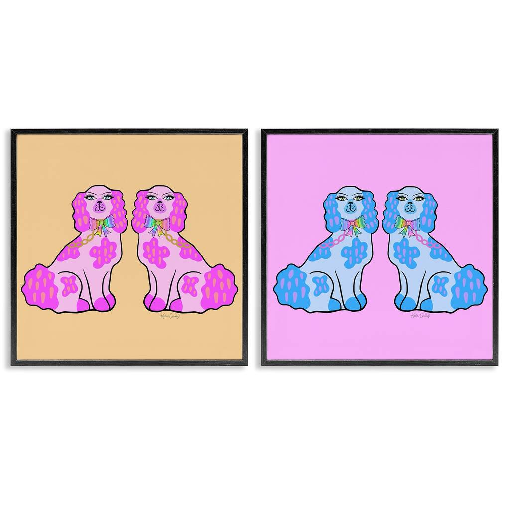 Stupell Brightly Colored Posh Pooches Framed Giclee Art Design By Katie Conley (Set of 2)