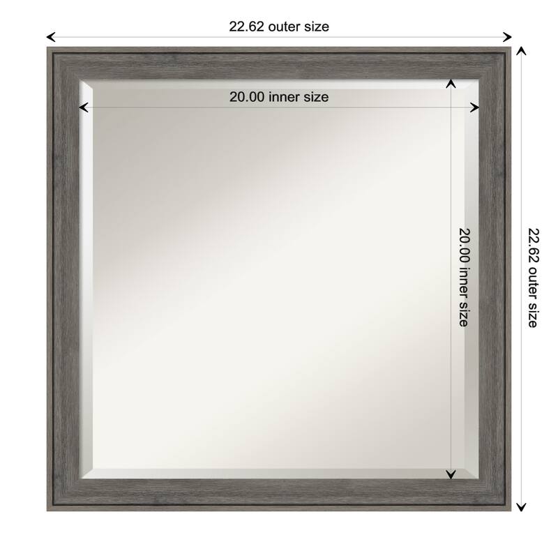 Beveled Wood Bathroom Wall Mirror - Regis Barnwood Grey Narrow Frame - Regis Barnwood Grey Narrow