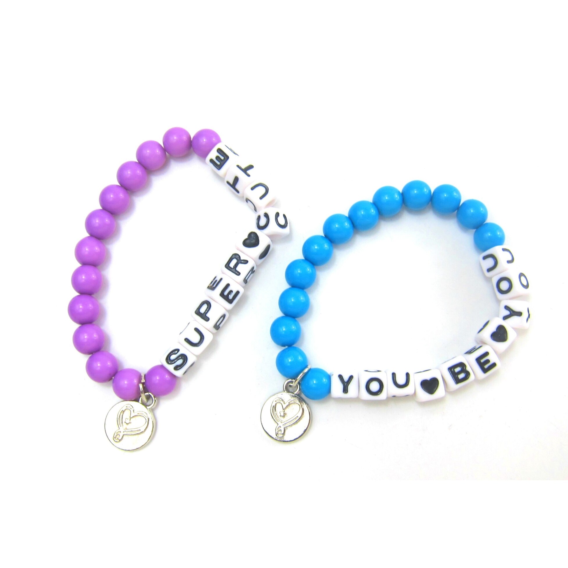 blue and purple bracelets