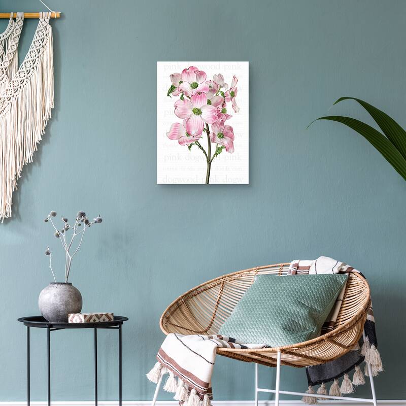 Pink Dogwood 2 Text Canvas Art Print
