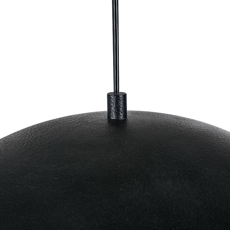 European Artisanal Antique Gold Patina Iron Oversized Dome Pendant