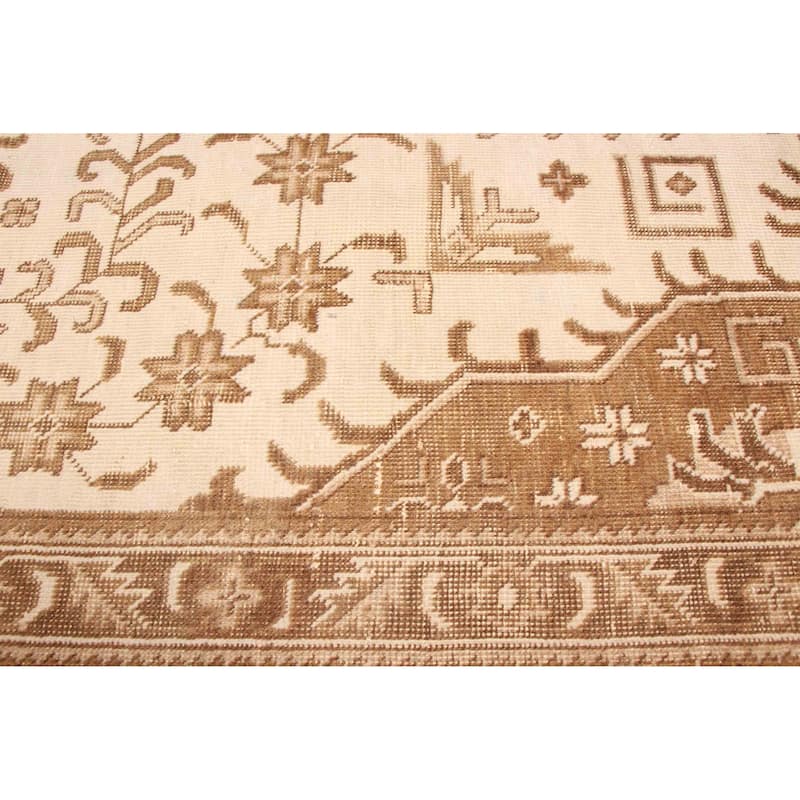 ECARPETGALLERY Hand-knotted Antalya Vintage Cream Wool Rug - 9'6 x 12'7