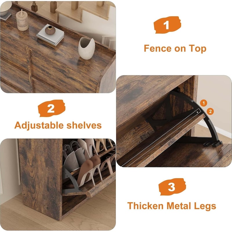 Narrow Shoe Cabinet Organizer with 6 Flip Drawers for Entryway, Hallway, Living Room