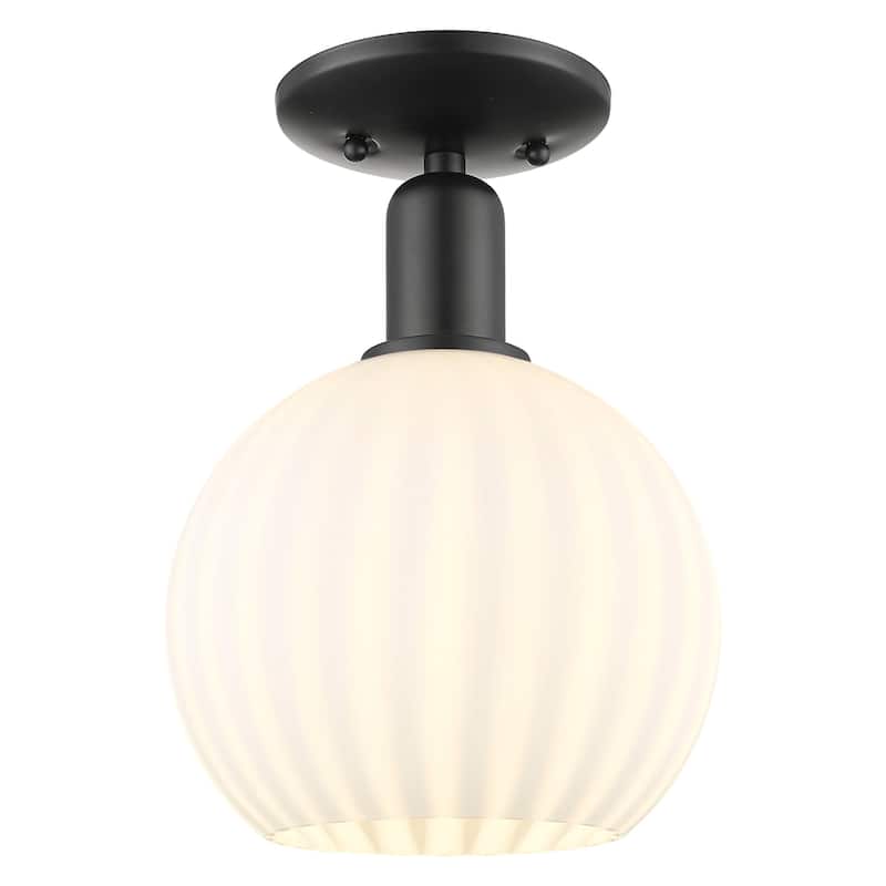 Innovations Lighting 716-1C-12-8 White Venetian Semi-Flush White - Matte Black / White Venetian