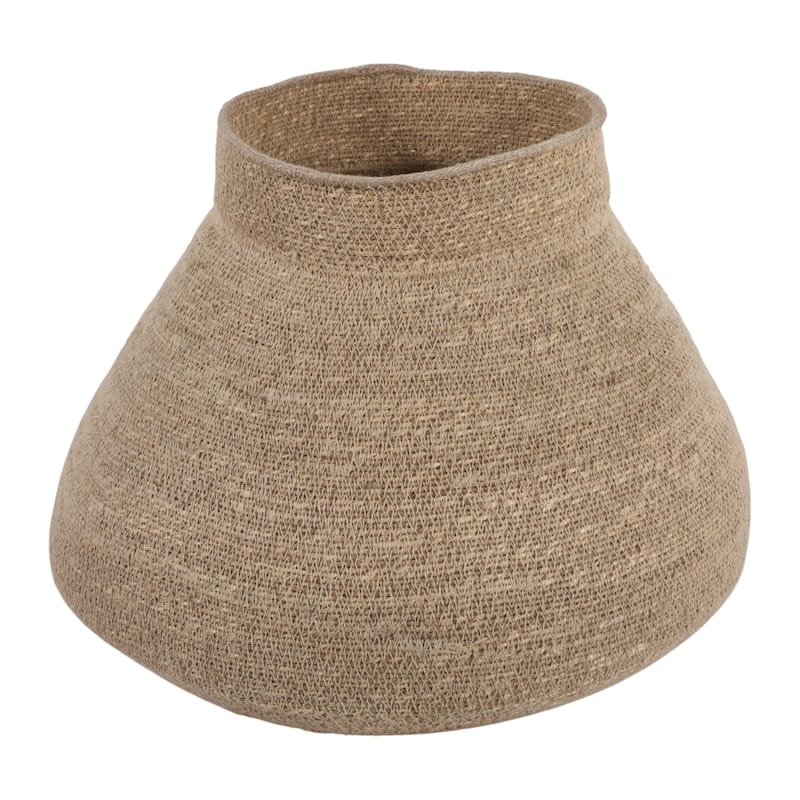 Sculptural Woven Vase with Wide Opening - 18", Brown & Tan