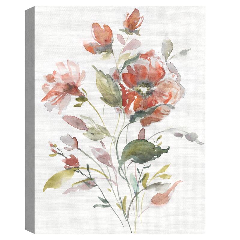 Coral Botanical I Crop Canvas Art Print