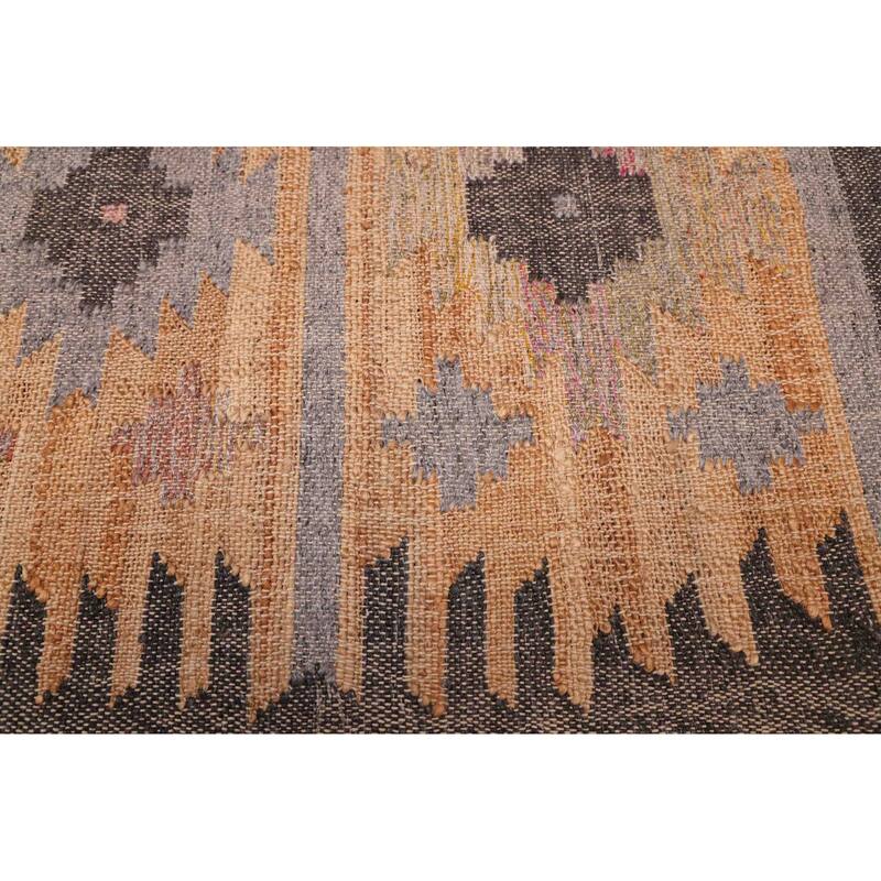 ECARPETGALLERY Flat-Weave Palas Denizli Tan Jute, Rayon Kilim - 5'3 x 7'9